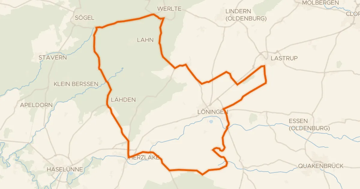 Map of the cycling route Rondje Hüvener Mühle en Theikenmeer