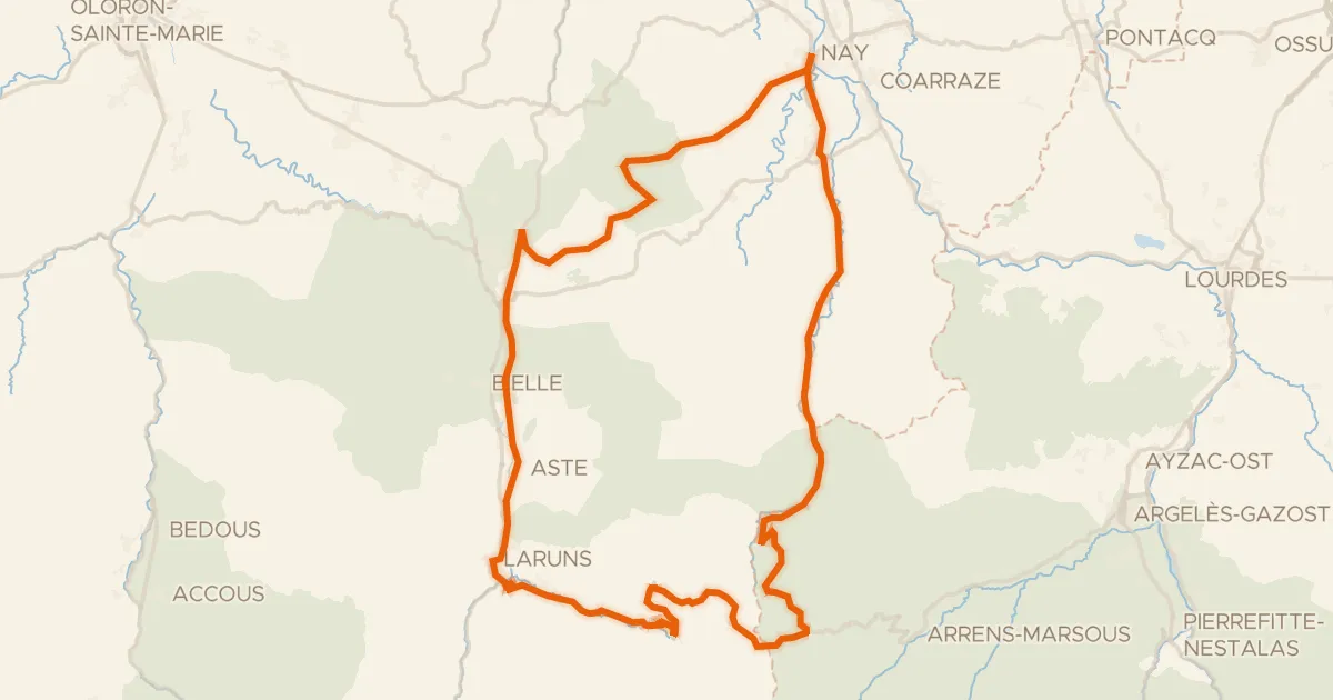 Kaart van de fietsroute L'Aubisque, la route du Tour