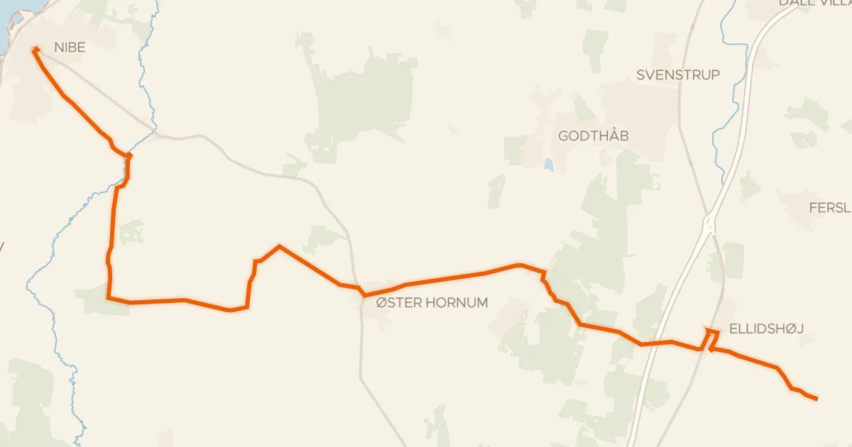 Kaart van de fietsroute Vokslevruten