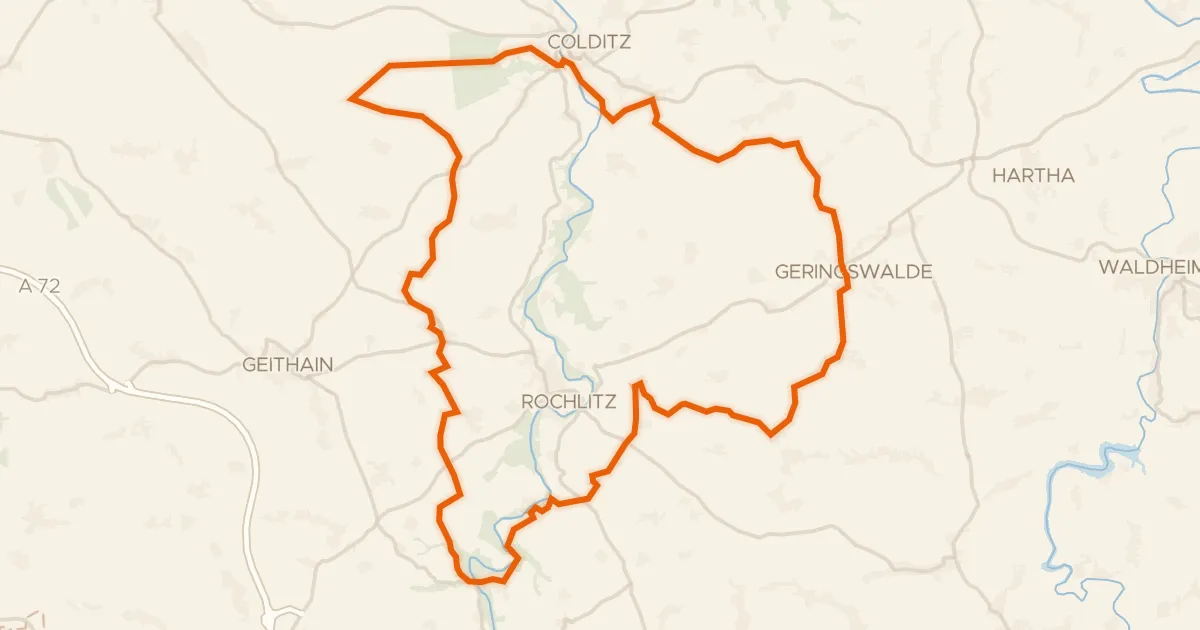 Kaart van de fietsroute Rondje Kohlbachtal en Zwickauer Mulde