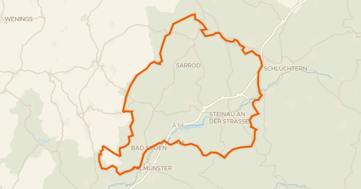 Map of the cycling route Rondje Huttenschloß en Bellinger Warte