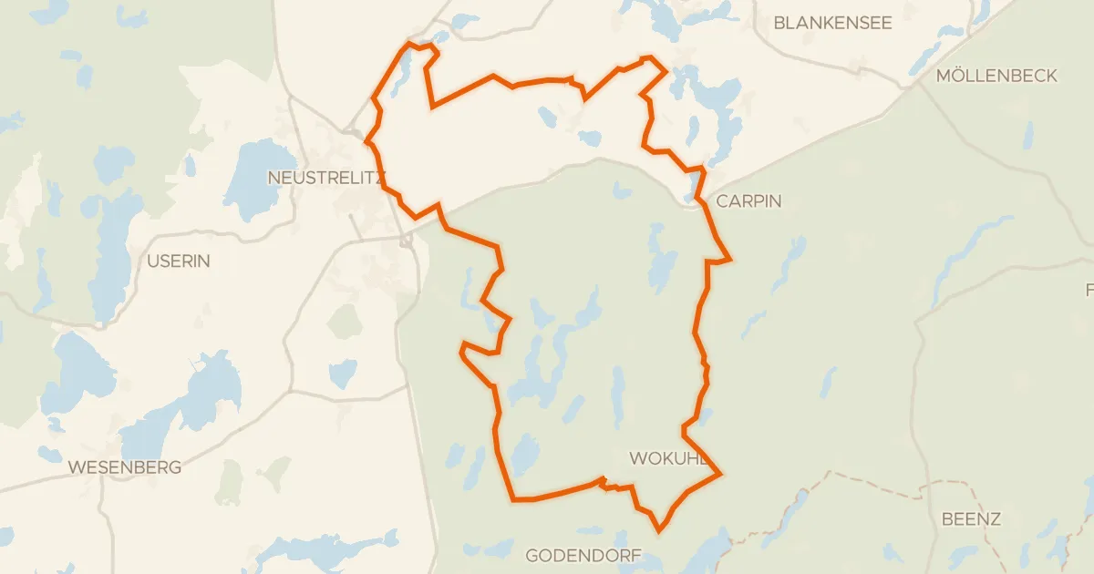 Map of the cycling route Rondje Gutshaus Weisdin en Feldberger Seenlandschaft