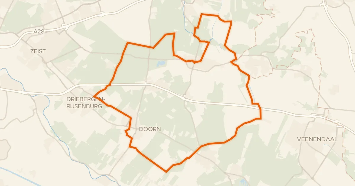 Kaart van de fietsroute Rondje De Boom en Broekhuizen