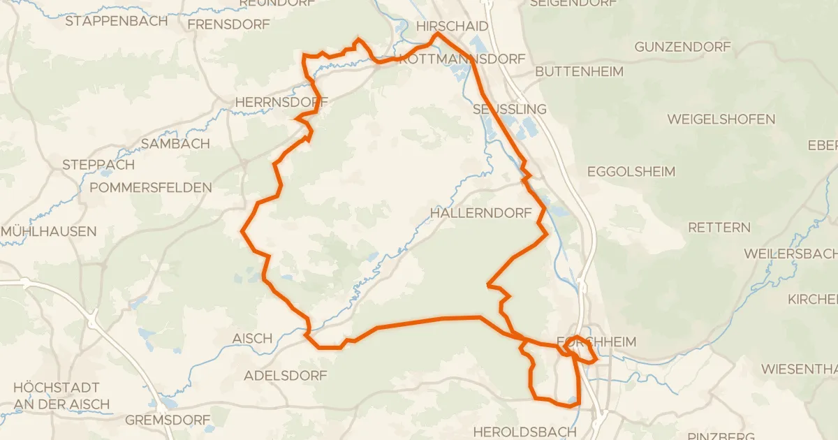 Kaart van de fietsroute Rondje Kaiserpfalz en Auenlandschaft Büg bei Eggolsheim