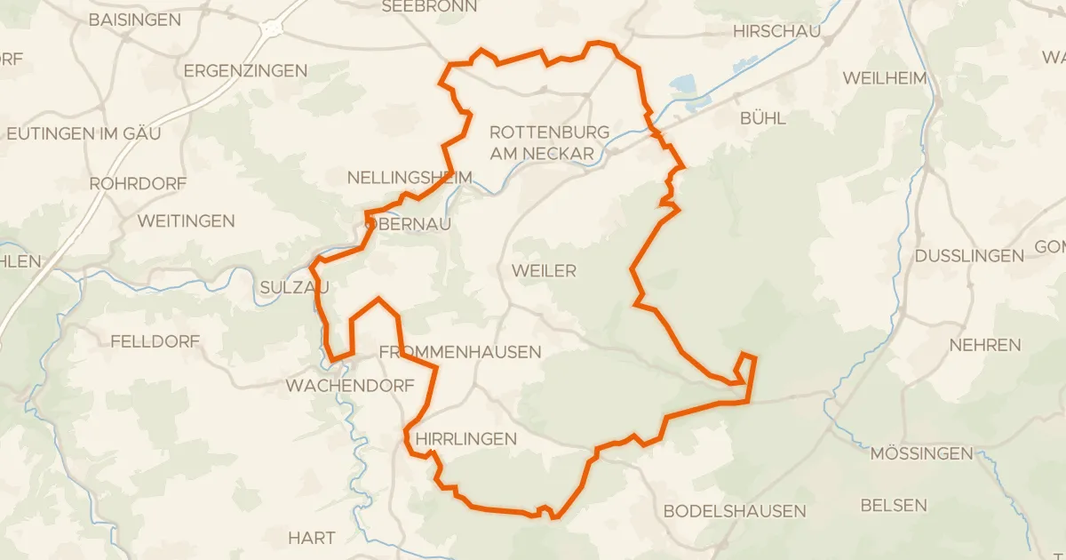Map of the cycling route Rondje Schloss Hirrlingen en Neckar