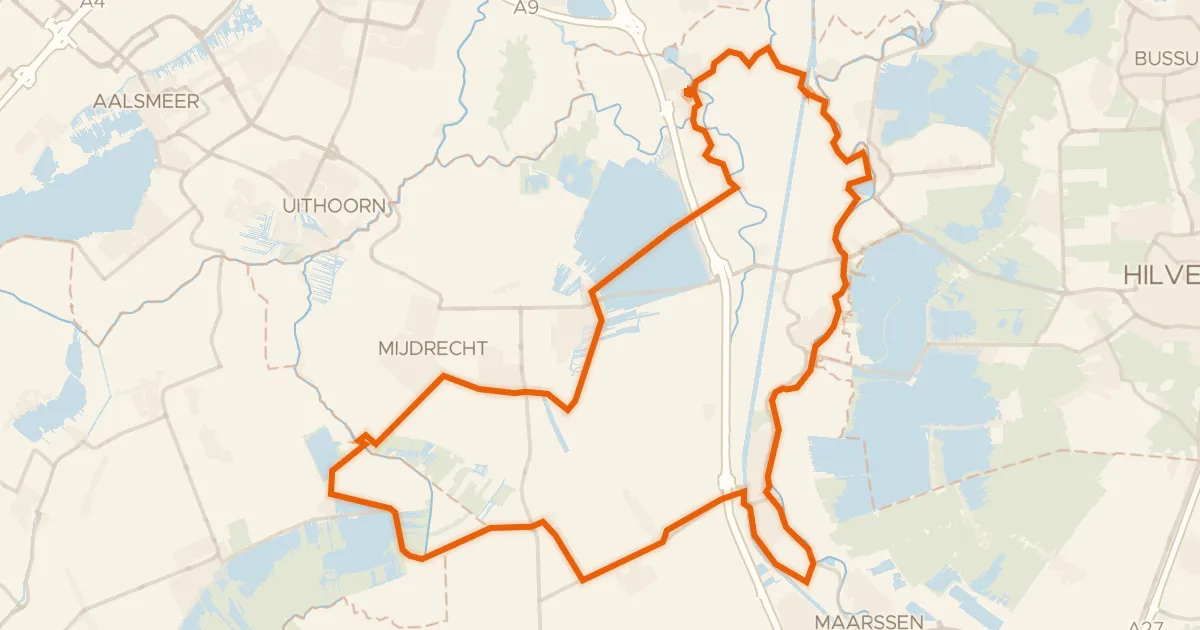 Kaart van de fietsroute Rondje Kasteel Oudaen en Kasteel Nijenrode
