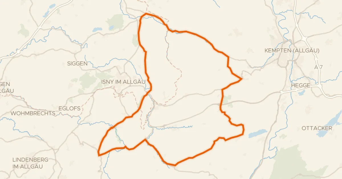 Map of the cycling route Rondje Eistobel en Schloss Rimpach