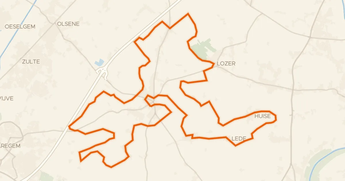 Kaart van de fietsroute Gulden Eiroute