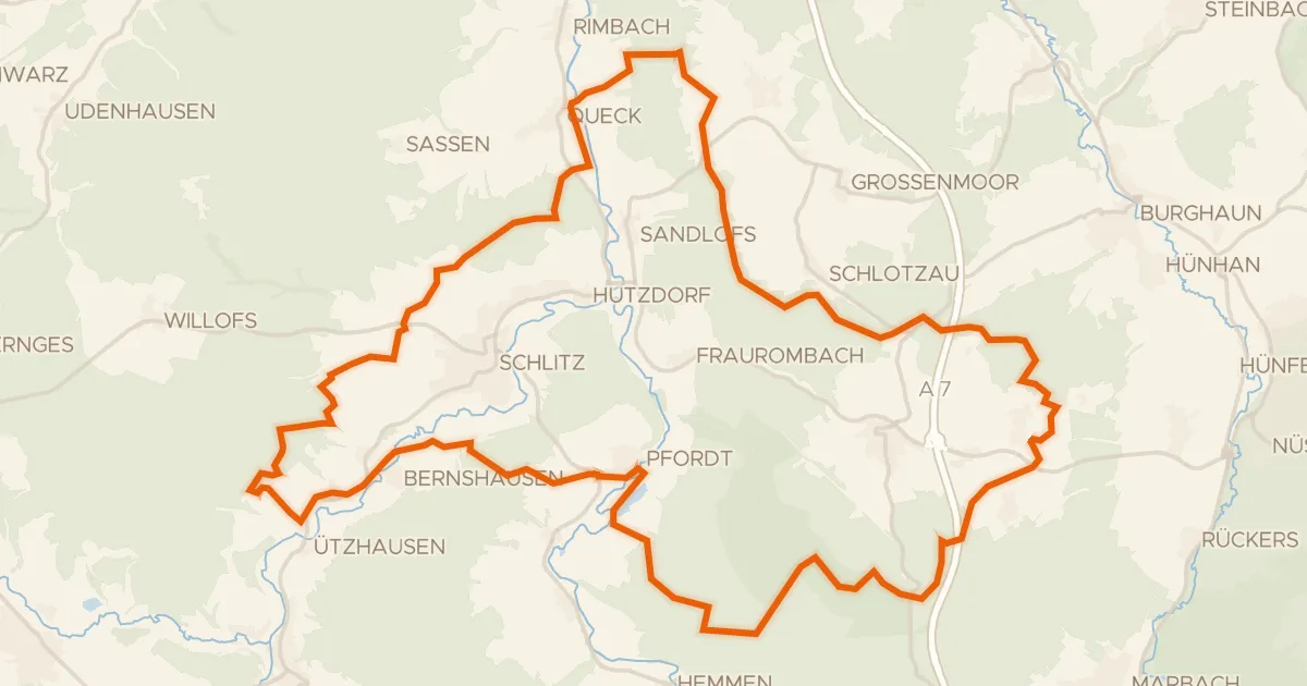 Kaart van de fietsroute Rondje Quebst en Schlitz