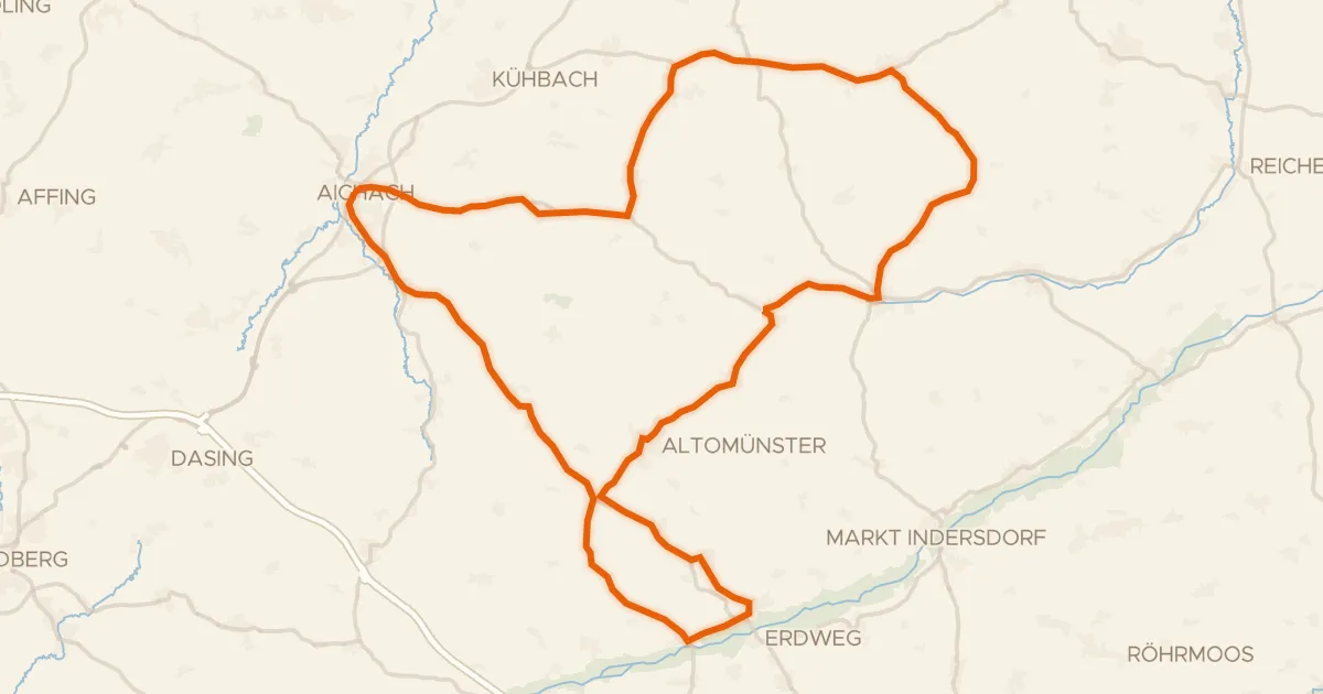 Kaart van de fietsroute Rondje Schloß Unterweikertshofen en Glonntal