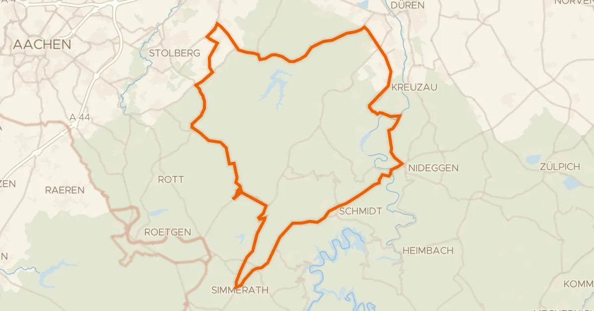 Kaart van de fietsroute Rondje Burg Untermaubach en Kluckensteine