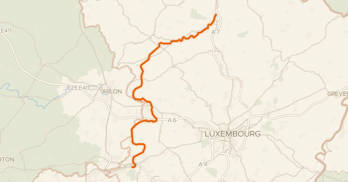 Map of the cycling route Piste cyclable de l'Attert (PC 12)