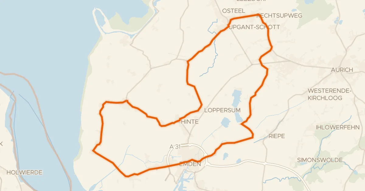 Map of the cycling route Rondje Burg Hinta en Großes Meer