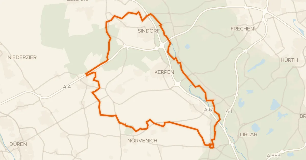 Map of the cycling route Rondje Landesburg Lechenich en Erft