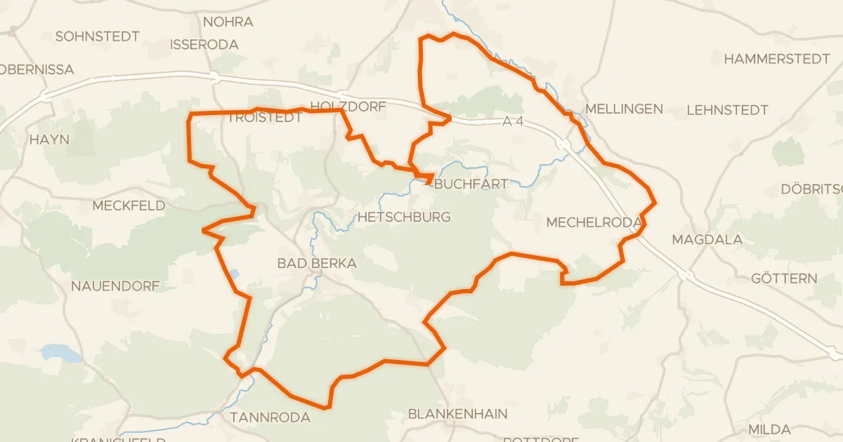 Kaart van de fietsroute Rondje Felsenburg en Walkmühle