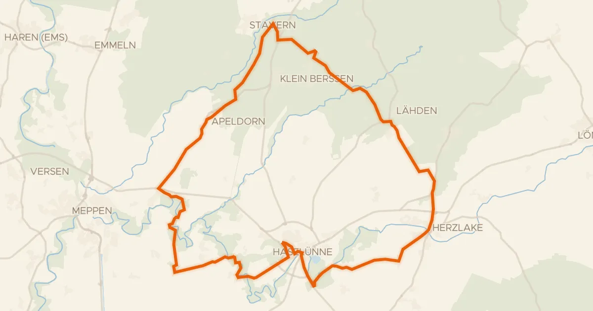 Kaart van de fietsroute Rondje Mühlenmoor en Zitterteiche