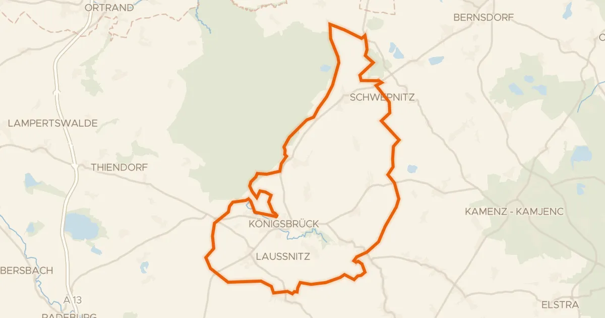 Kaart van de fietsroute Rondje Haselbergturm en Pulsnitz