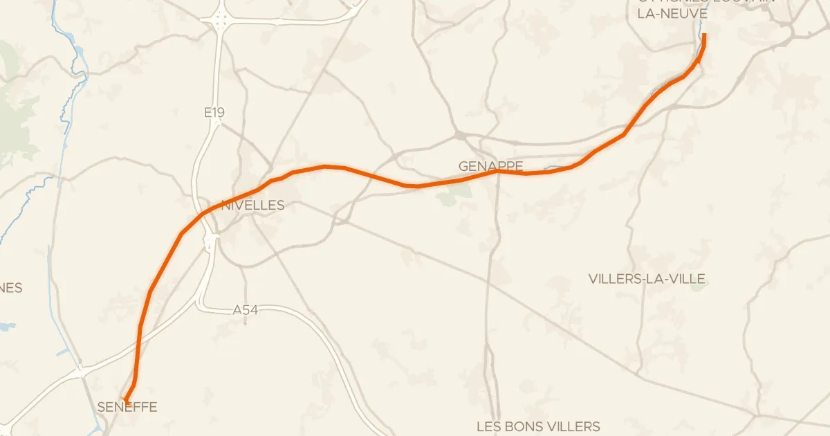 Kaart van de fietsroute RAVeL Ligne 141 Seneffe-Court-Saint-Etienne