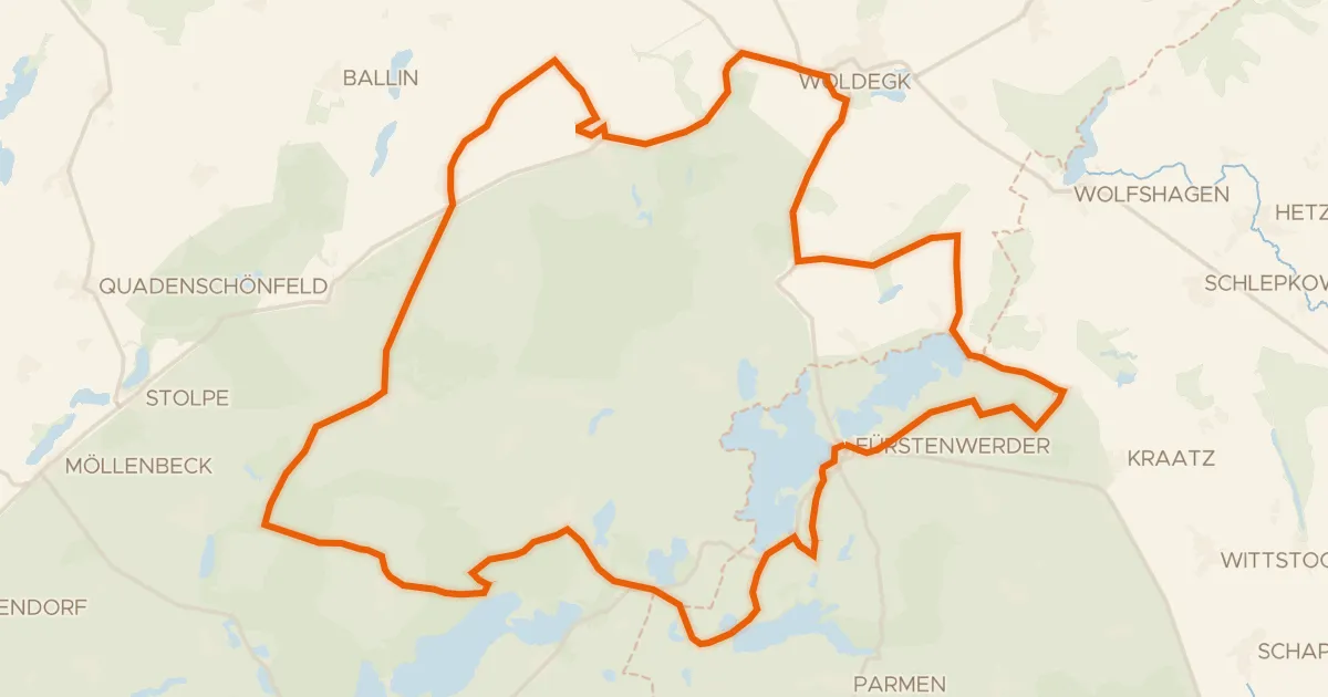 Map of the cycling route Rondje Burgruine Maledai en Breiter Luzin