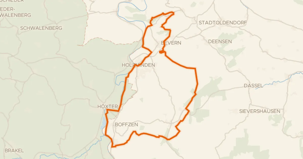 Kaart van de fietsroute Rondje Hochsollingturm en NSG Heinsener Klippen