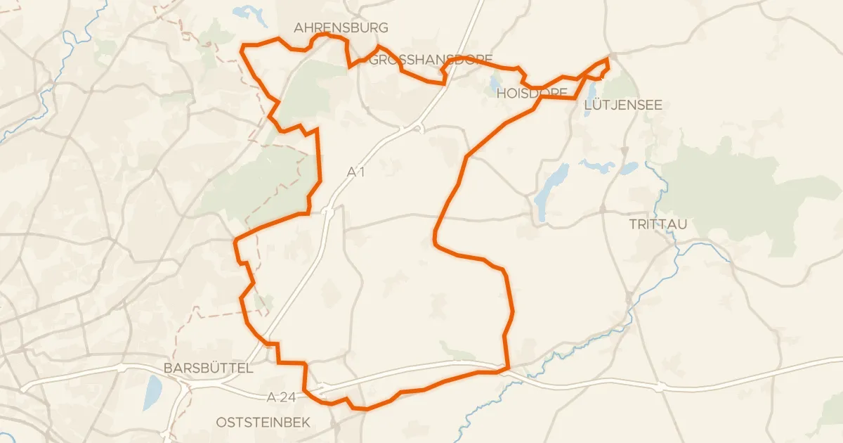Kaart van de fietsroute Rondje Hoisdorfer Teiche en Stapelfelder Moor