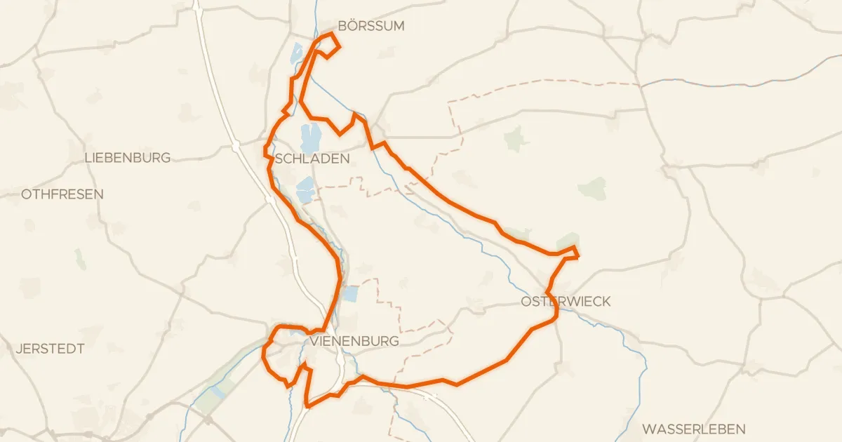 Kaart van de fietsroute Rondje Burgruine Vienenburg en Hornburg