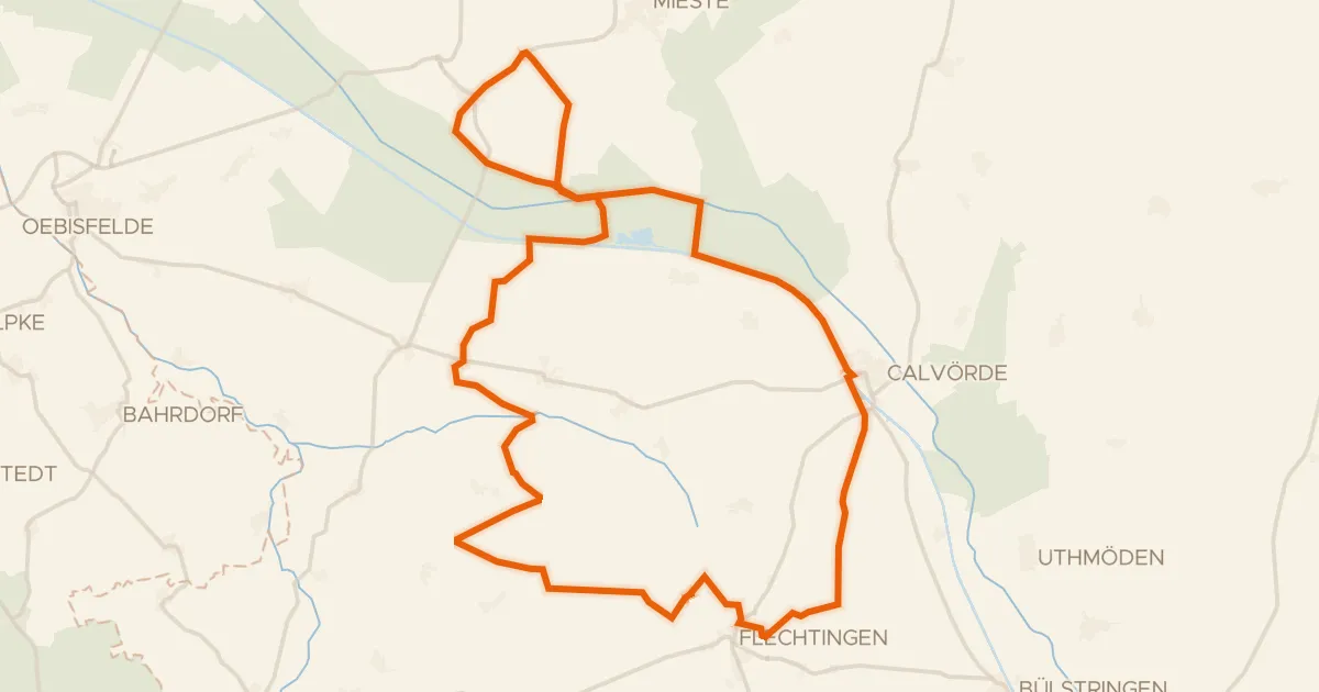 Kaart van de fietsroute Rondje Ohre-Drömling en Spetze