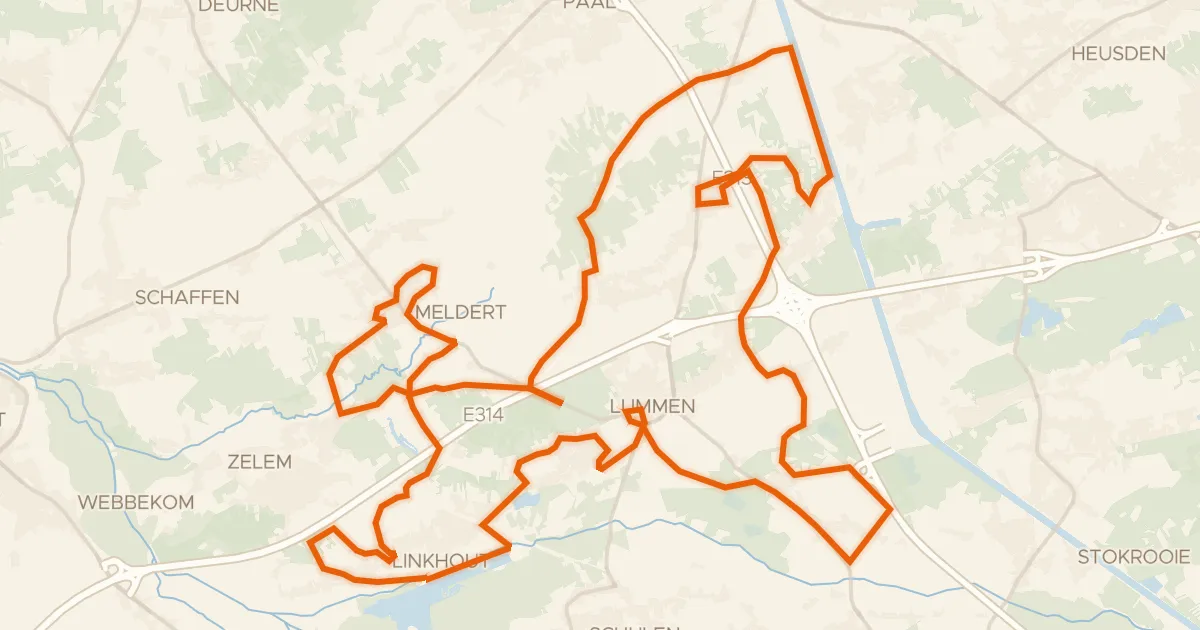 Kaart van de fietsroute Erfgoedroute