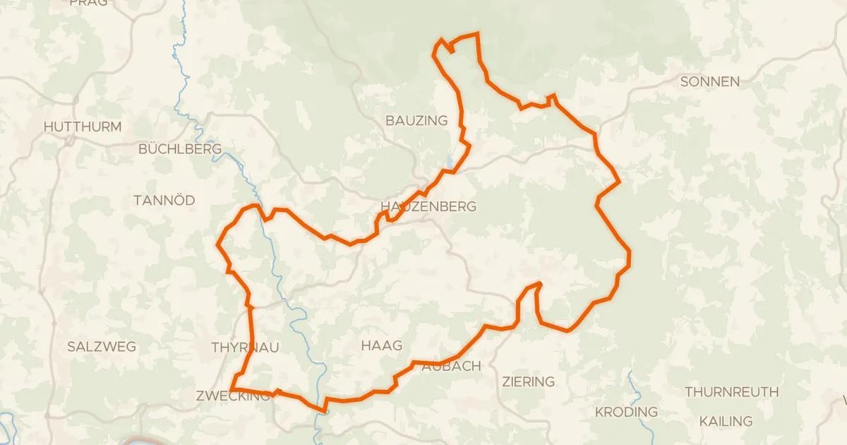 Kaart van de fietsroute Rondje Naturpark Bayerischer Wald en Freudensee