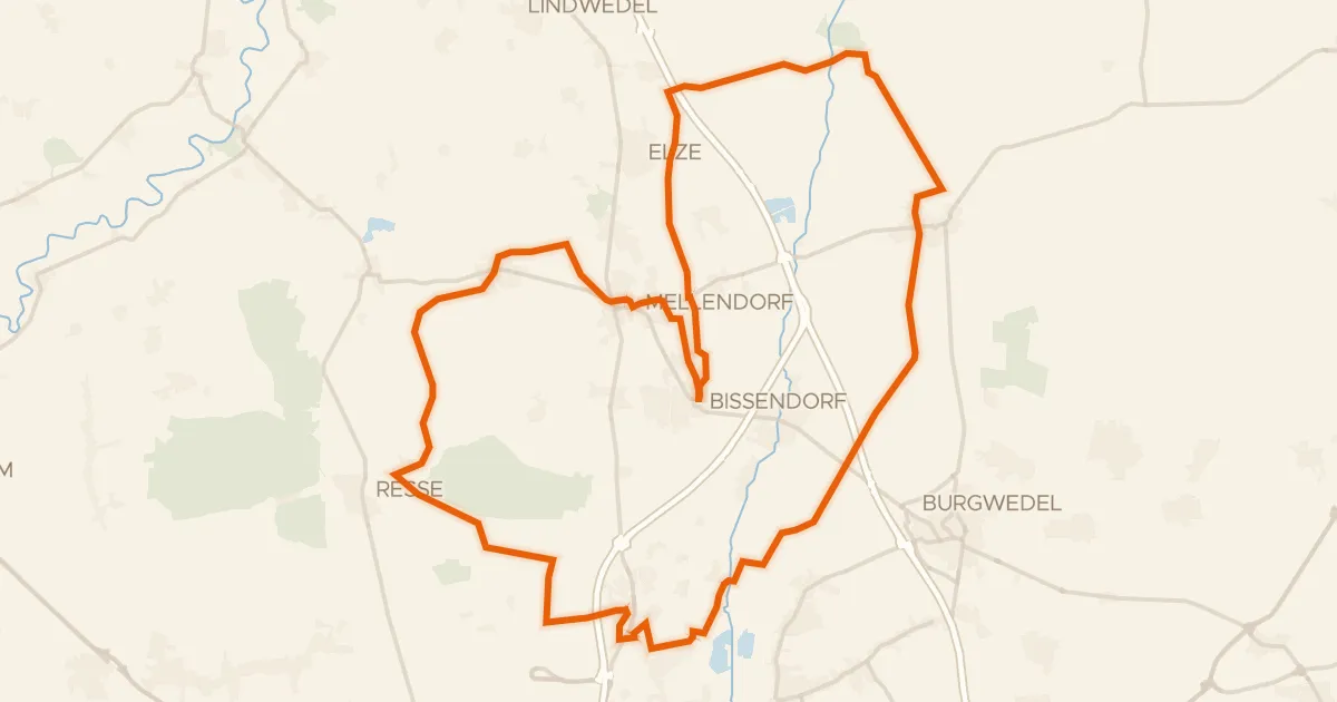 Kaart van de fietsroute Rondje Bockwindmühle en Wietzesee