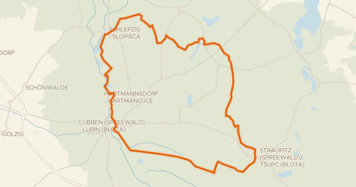 Kaart van de fietsroute Rondje Bukoitza en Dürrenhofer Moor