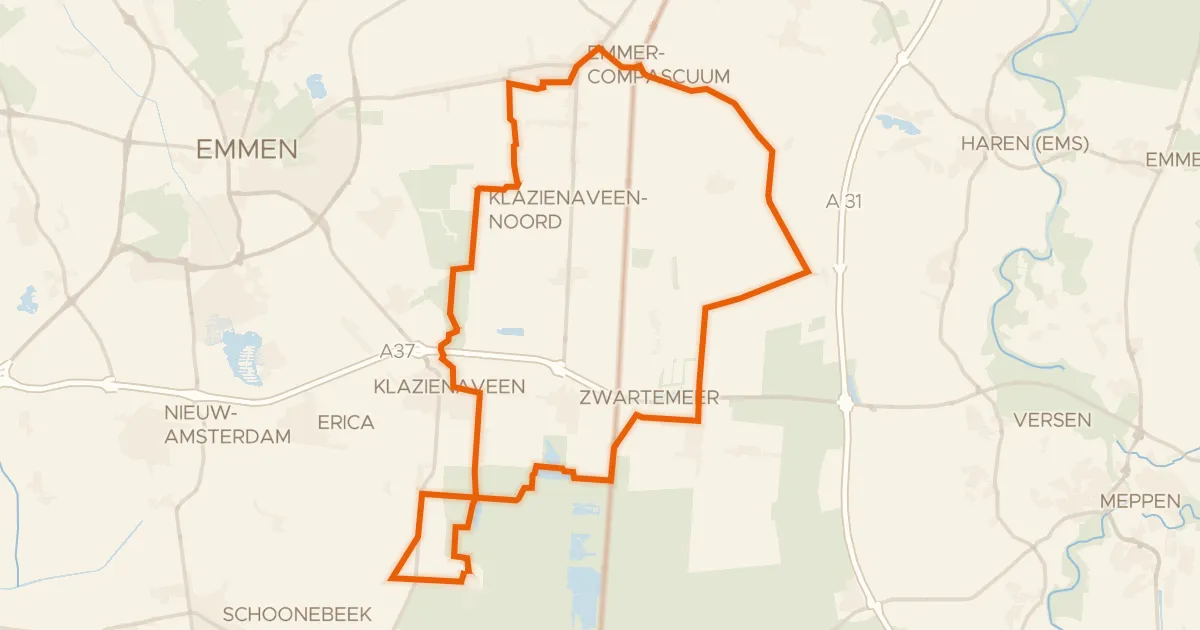 Kaart van de fietsroute Rondje Bargerveen en Oosterbos