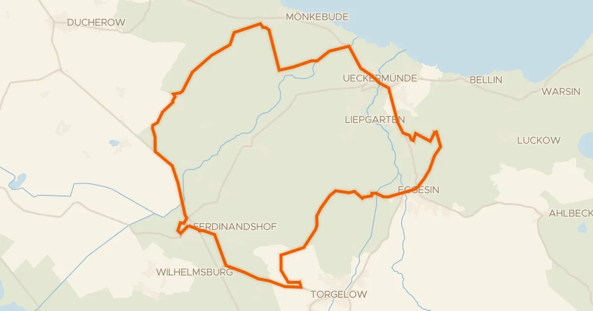 Map of the cycling route Rondje langs de Zarow en de Randow
