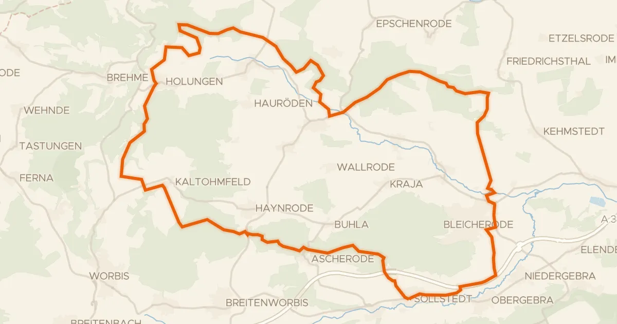 Kaart van de fietsroute Rondje Bleicheröder Berge en Wipper