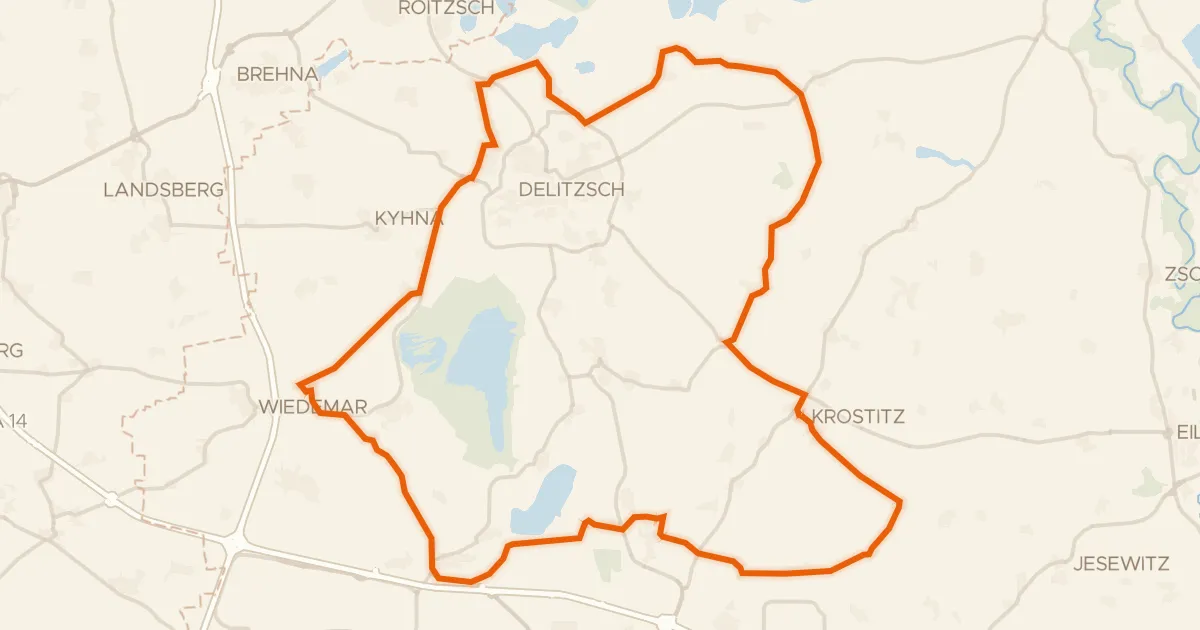 Kaart van de fietsroute Rondje Herrenhaus Schenkenberg en Schladitzer See
