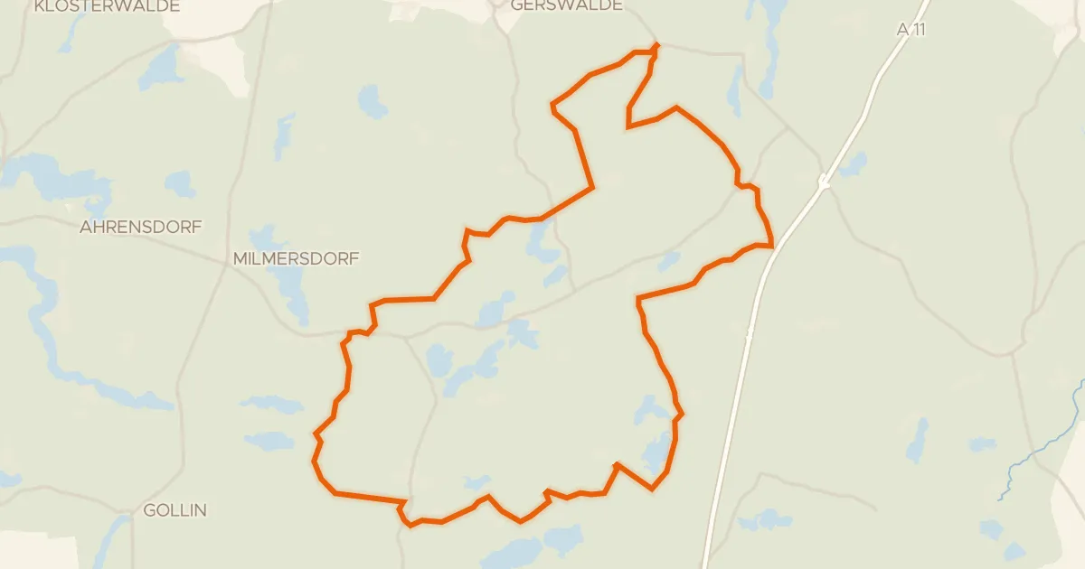 Map of the cycling route Rondje Poratzer Moränenlandschaft en Winkel