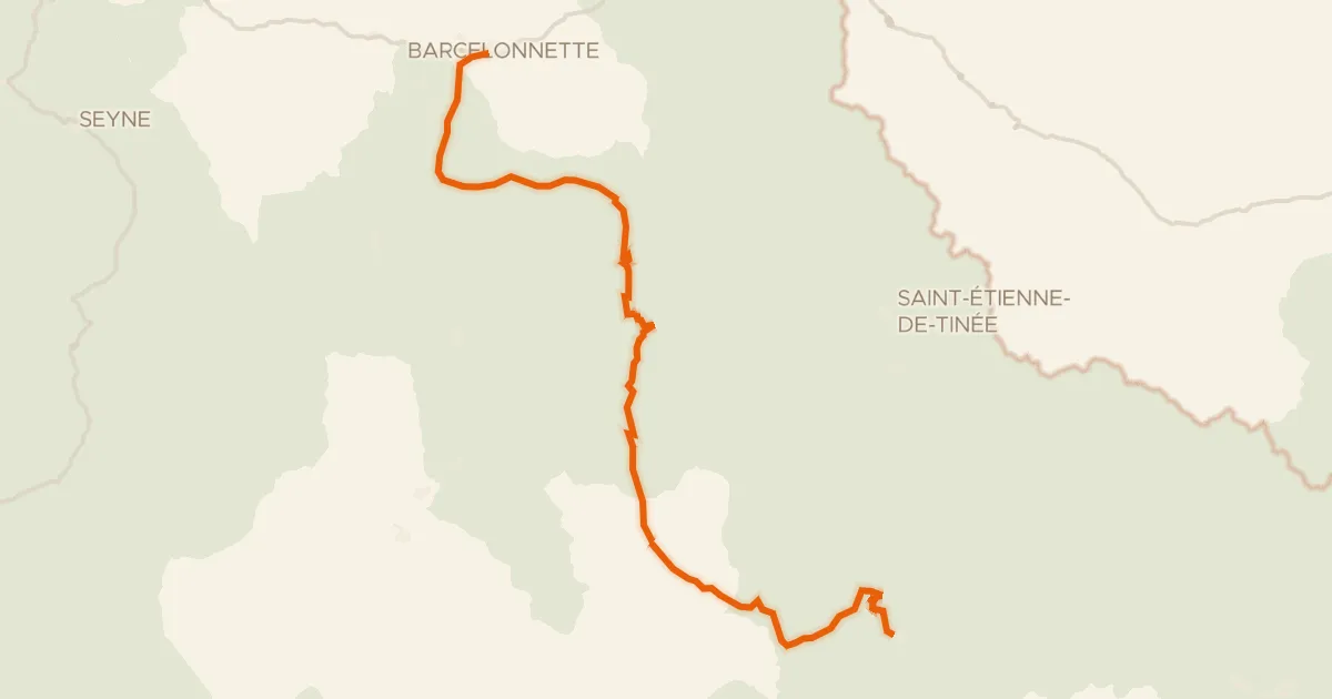 Map of the cycling route Route des Grandes Alpes à vélo, étape 11, Barcelonnette / Valberg
