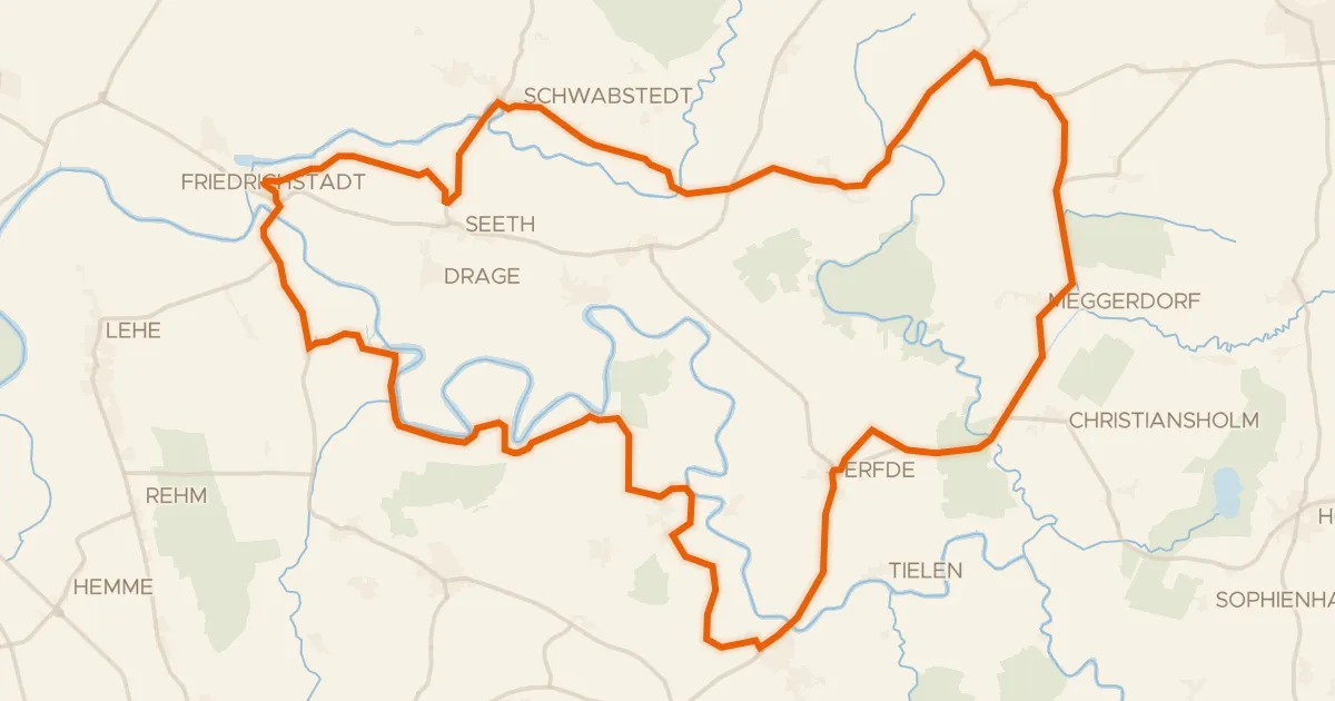 Map of the cycling route Rondje Delver Koog en Tetenhusener Moor