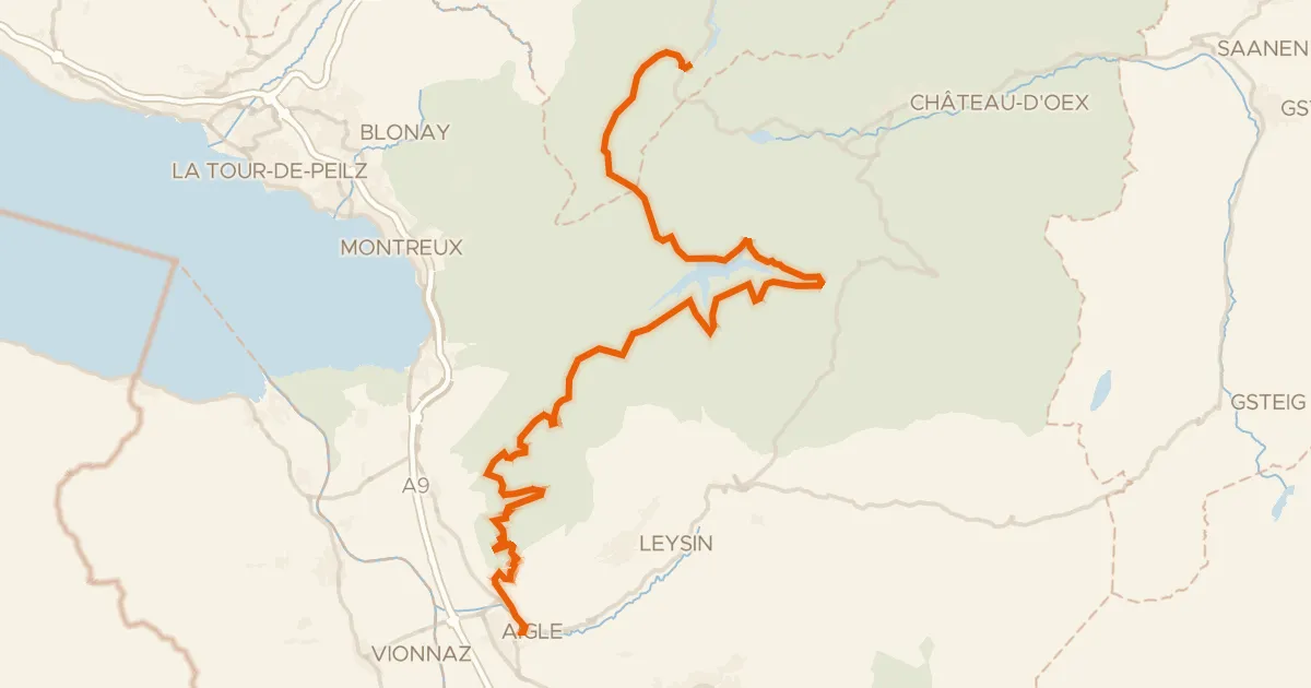 Kaart van de fietsroute Route panorama alpine