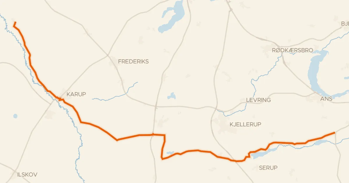 Kaart van de fietsroute Grathe Hede Ruten