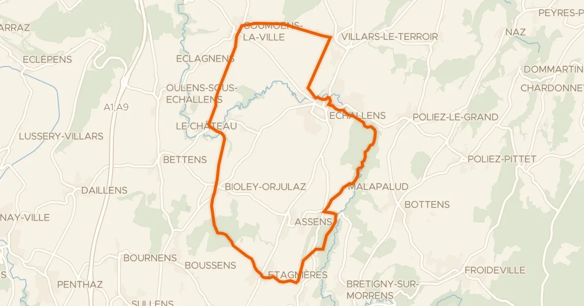 Map of the cycling route Boucle champêtre du Gros de Vaud