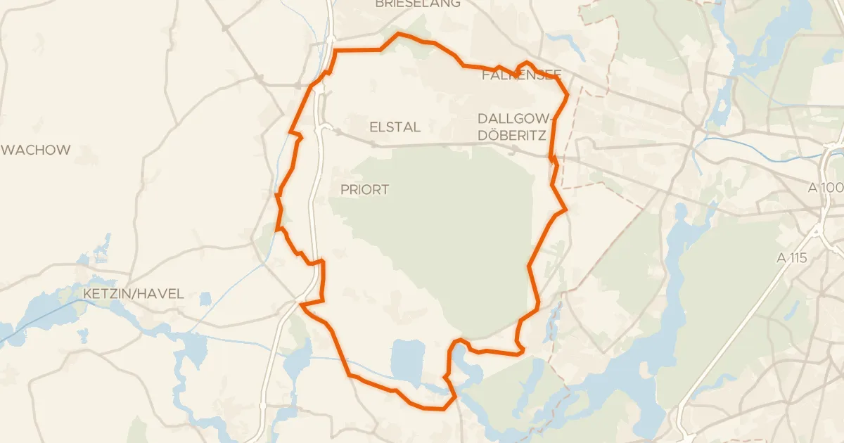 Kaart van de fietsroute Rondje Sacrower See und Königswald en Döberitzer Heide