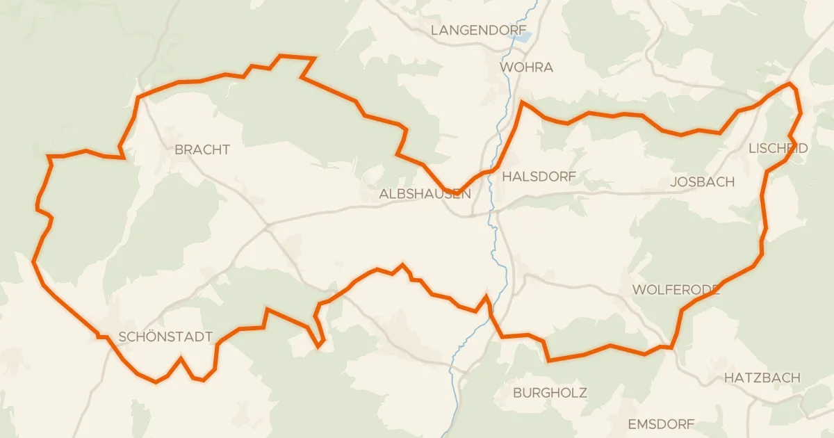 Kaart van de fietsroute Rondje Schloß Schönstadt en Kalkkuppen bei Winterscheid