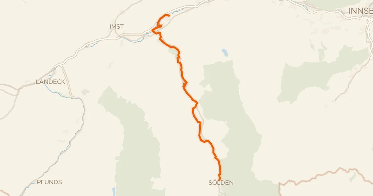 Kaart van de fietsroute Ötztalradweg