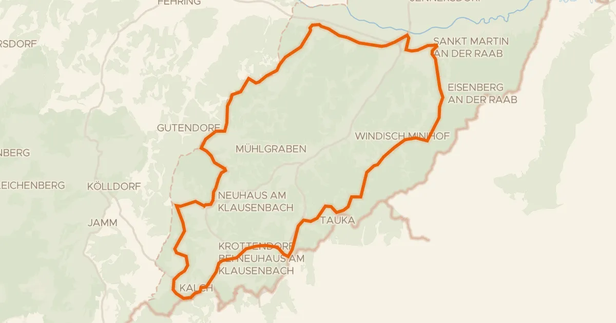 Kaart van de fietsroute Raabtal und Neuhauser Hügelland