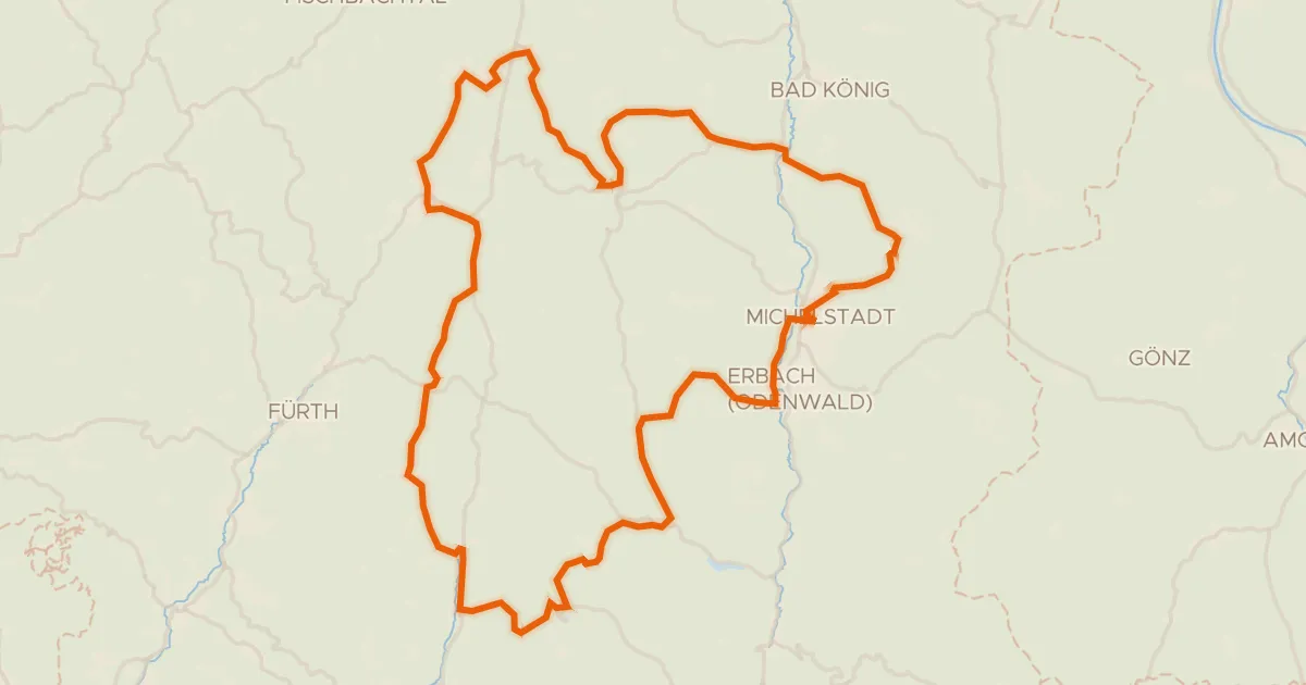 Kaart van de fietsroute Rondje Erbacher Schloss en Mümling