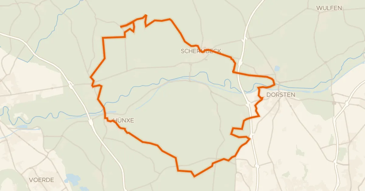 Kaart van de fietsroute Rondje Burg Schermbeck en Dämmerwald