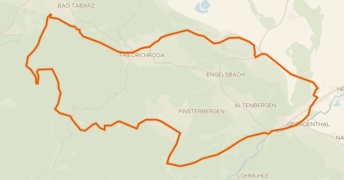 Kaart van de fietsroute Rennsteigschleife