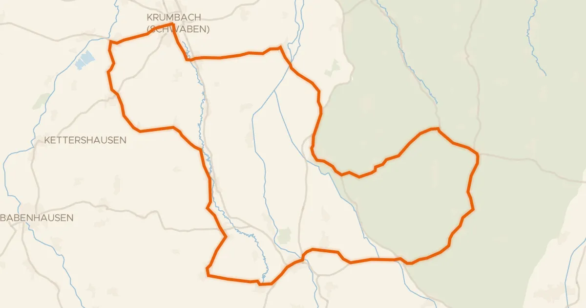 Map of the cycling route Rondje Krumbacher Schloss en Mindel