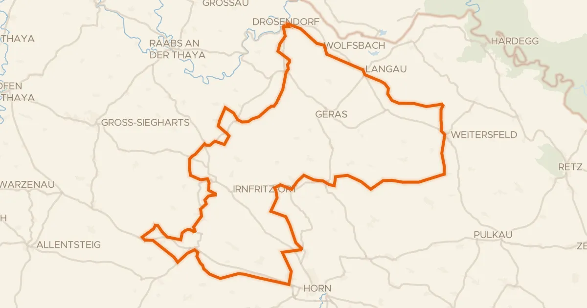 Kaart van de fietsroute Thaya-Taffa-Wild Rundradweg